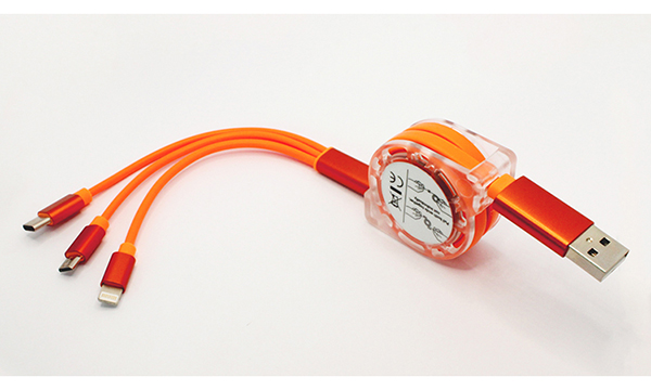 伸縮式款三合一手機數據線