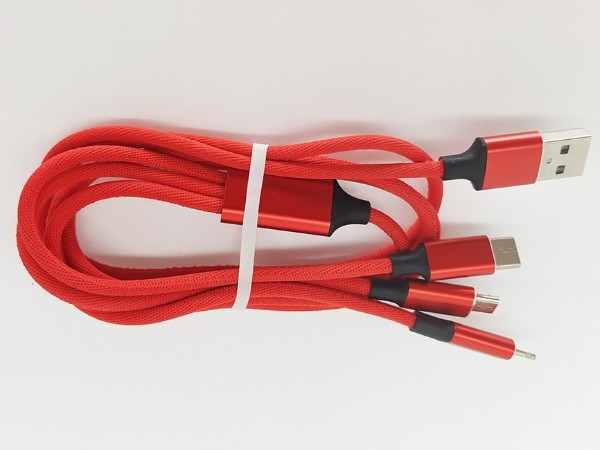 可同時充三種設備的一拖三充電線，帶Micro/Type-C/Lightning接口