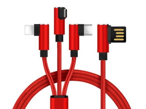 彎頭尼龍編織一拖三數(shù)據線